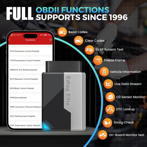KINGBOLEN EDIAG ELITE Free Update CANFD&FCA All System Diagnostic Tool Bidirectional Test OBD2 Scanner - Image 5